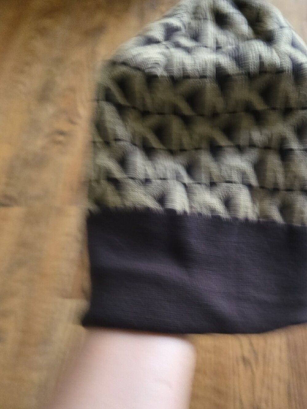 Michael Kors Brown and Beige MK Logo Knit Beanie - Picture 3 of 6